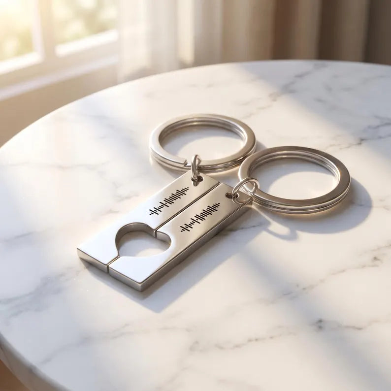Music Code Couple Keychain - Anniversary Gift