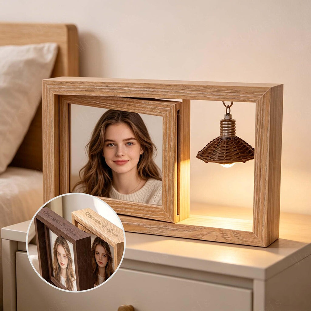 Custom Wooden Photo Book with Light - Gift