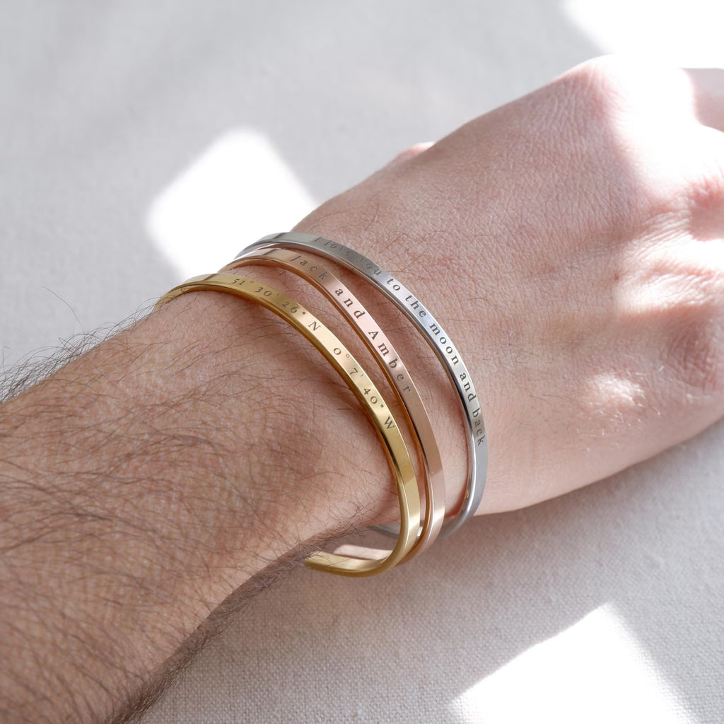 Engraved Cuff Bangle - Custom Message Gift