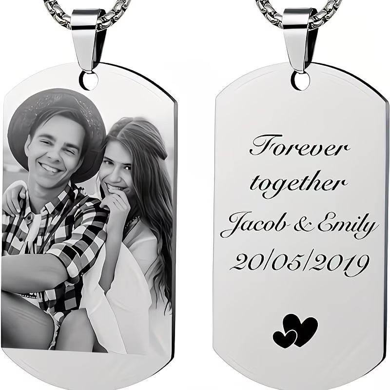 Custom Dog Tag Necklace - Photo & Text Gift