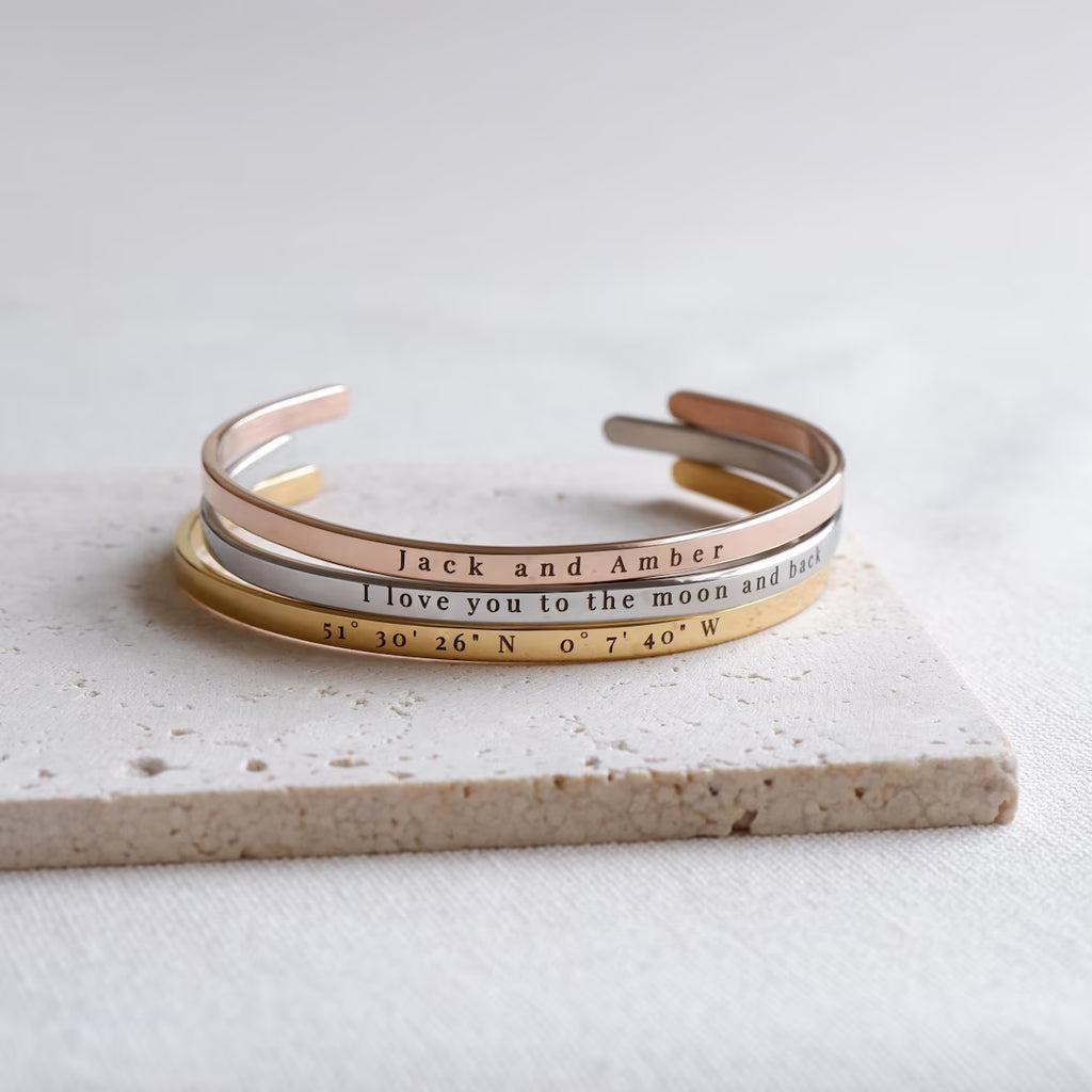 Engraved Cuff Bangle - Custom Message Gift