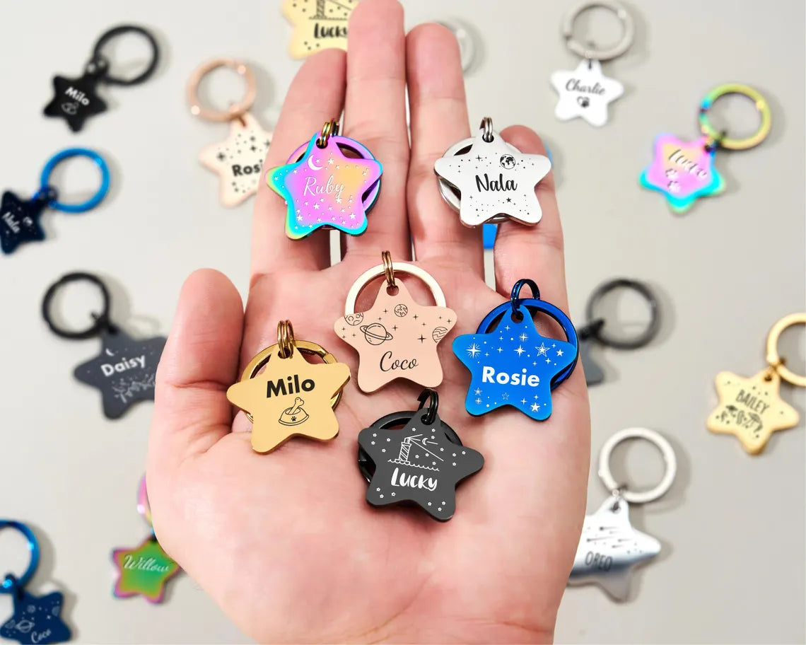 Star Pet ID Tag - Personalized Engraved