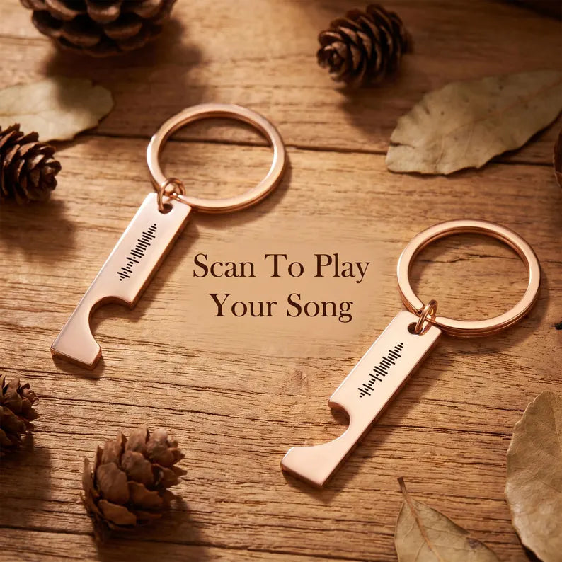Music Code Couple Keychain - Anniversary Gift