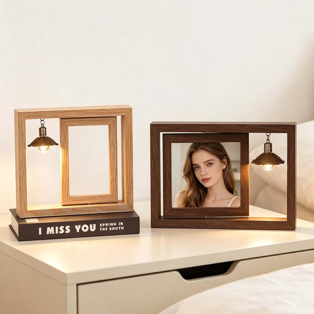 Custom Wooden Photo Book with Light - Gift