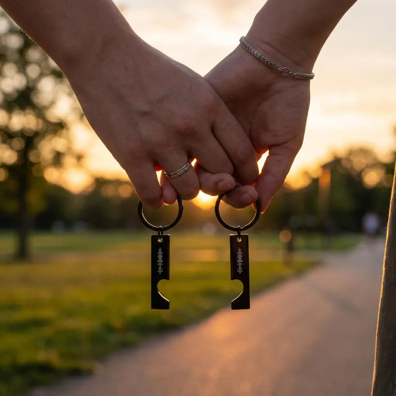Music Code Couple Keychain - Anniversary Gift