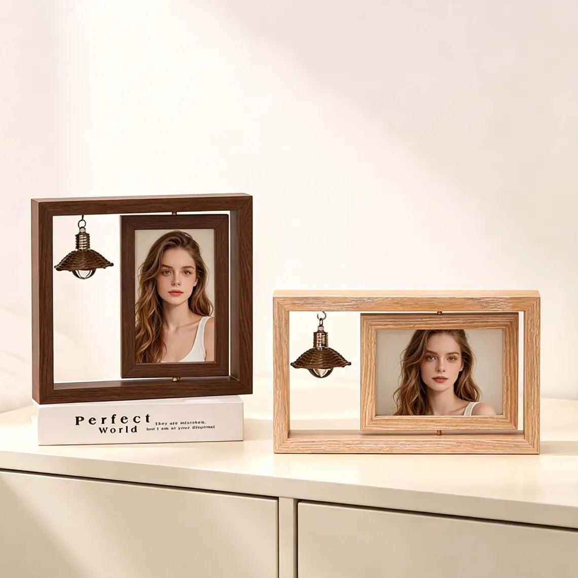 Custom Wooden Photo Book with Light - Gift