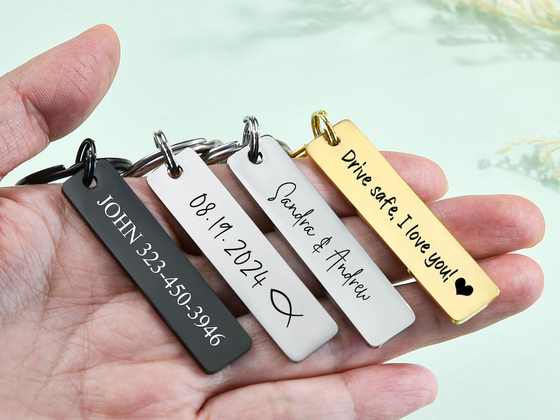 Engraved Steel Keychain - Personalized Gift