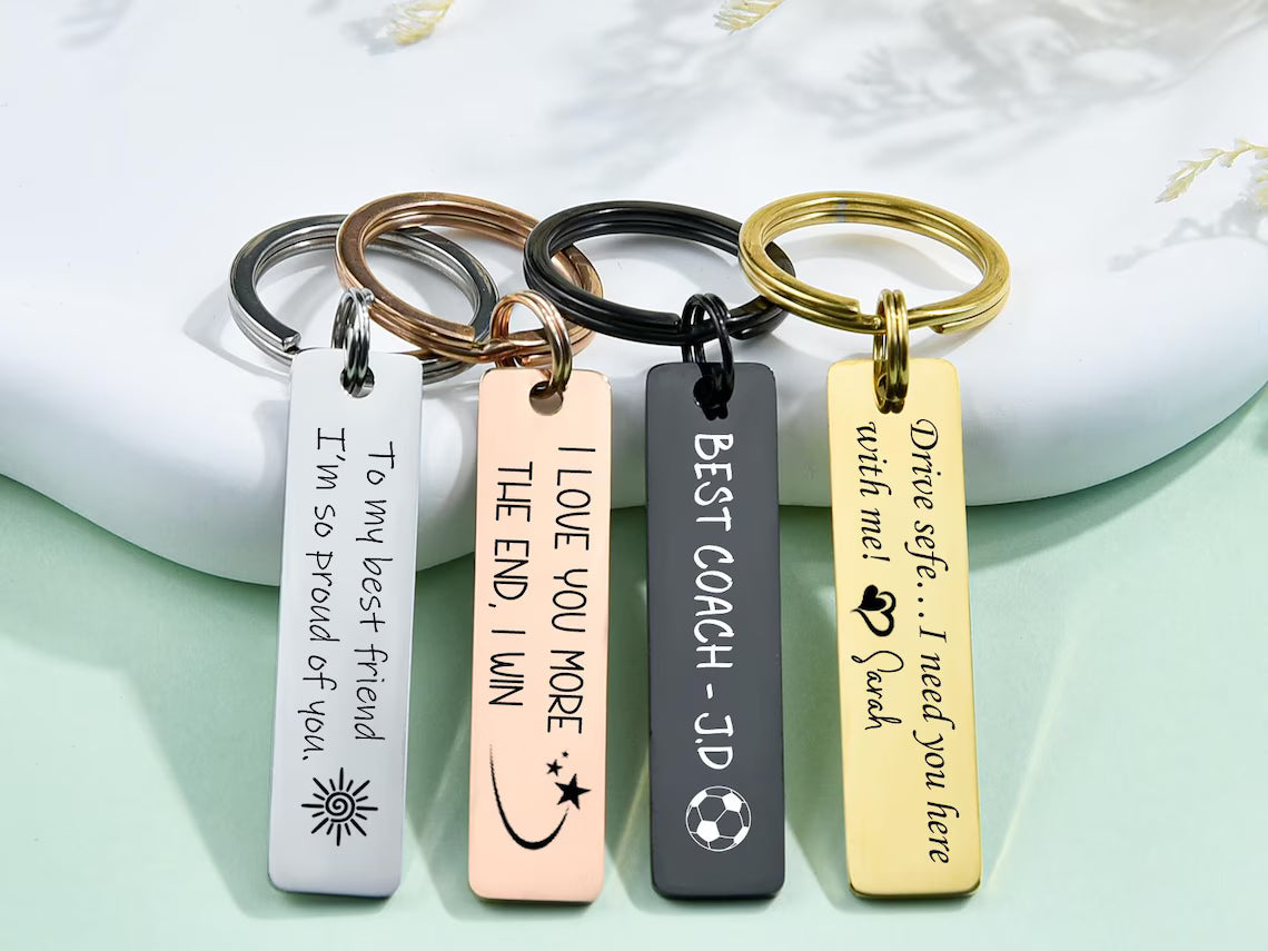 Engraved Steel Keychain - Personalized Gift