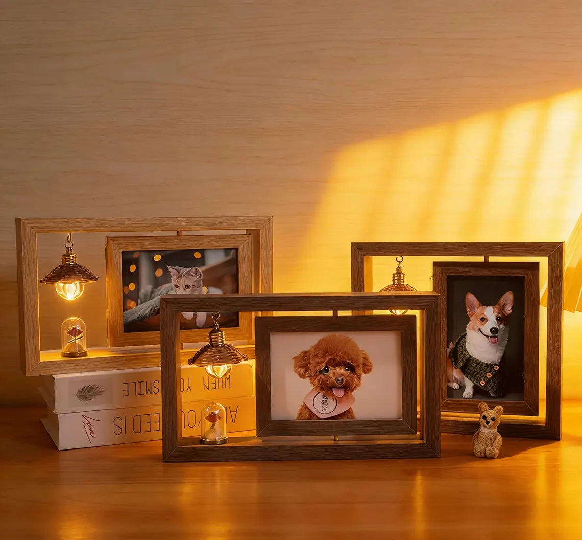 Custom Wooden Photo Book with Light - Gift