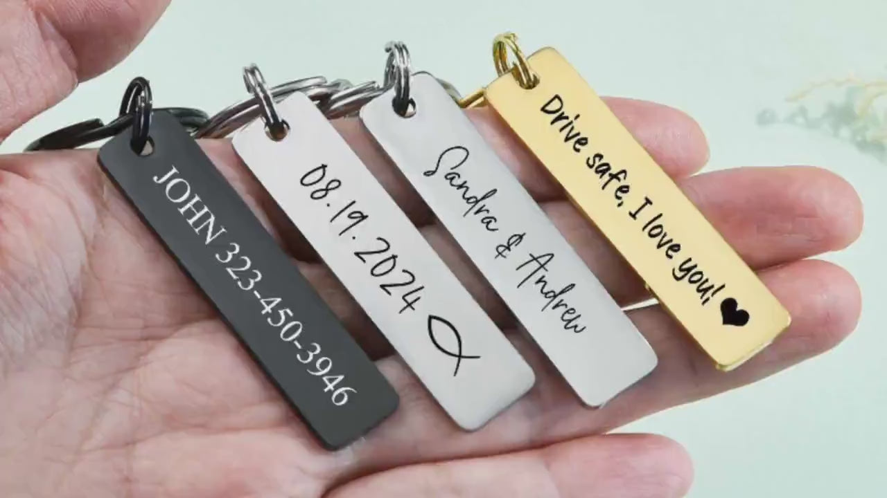 Engraved Steel Keychain - Personalized Gift